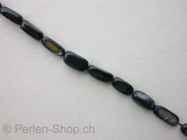 Shell Beads rectangle, black, ±12x5mm, string ± 30 pc.