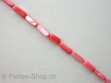 Shell Beads rectangle, rose, ±12x5mm, string ± 32 pc.