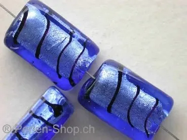 Silver Foil Rectangle, blue, ±18mm, 1 pc.