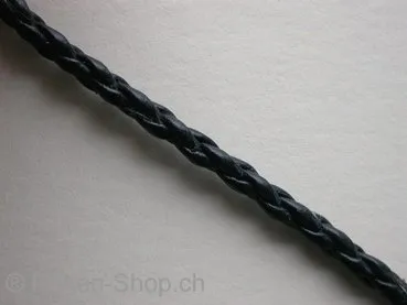 Imitation L Cord plaited (Bolo), d. blue, ±3mm, 100cm