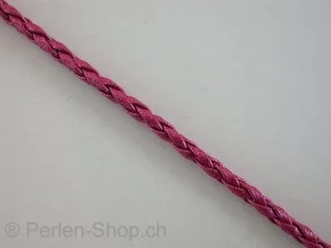 Imitation L Cord plaited (Bolo), pink, ±3mm, 100cm