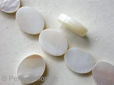 Shell Beads oval, white, 12x9mm, string approx. 33 pc.