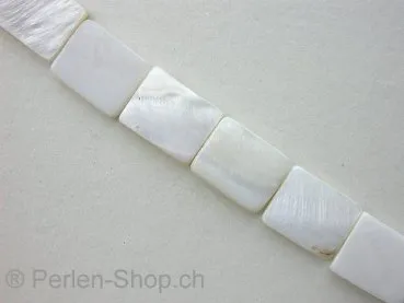Shell Beads big rectangle, white, ±20x15mm, string ± 19 pc.