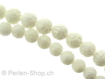 "Shell with dekoration, Color: white, Size: ±8mm, Qty: 1 string 16"" (±51 pc.)"