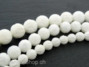 coquillage perle, Couleur: blanc, Taille: ±6mm, Quantite: chaîne ± 40cm, (±65 piece)