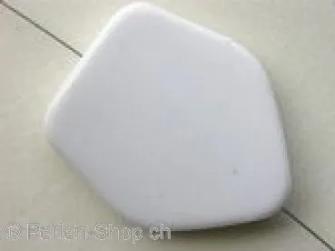 Plasticbeads oval flat, white, ±36mm, 1 pc.