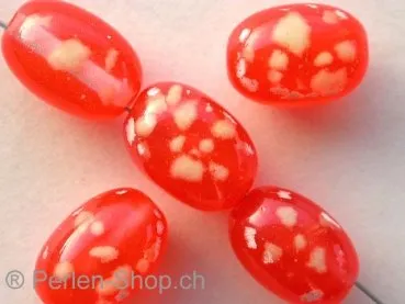 UV bead, 12x9mm, red, 10 pc.