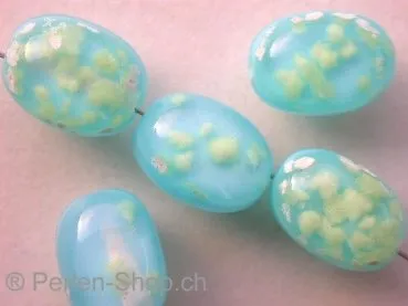 UV bead, 12x9mm, turquoise, 10 pc.