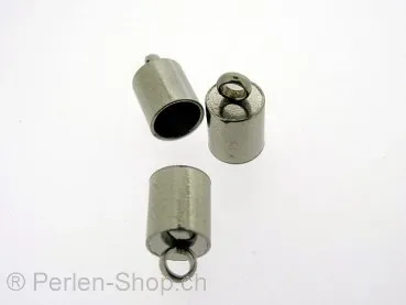 Edelstahl Endkappen für band bis ±6mm, Farbe: Platinium, Grösse: ±7x12mm, Menge: 2 Stk.