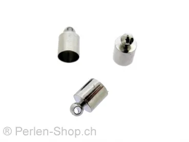 Stainless Steel Eye end part for ±6mm , Color: Platinum, Size: ±6x10mm, Qty: 2 pc.