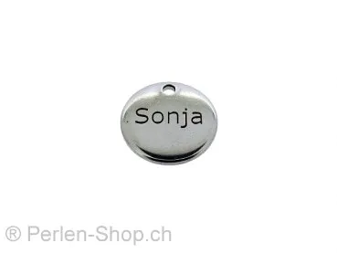Stainless Steel Pendant, Color: Platinum, Size: ±13mm, Qty: 1 pc.
