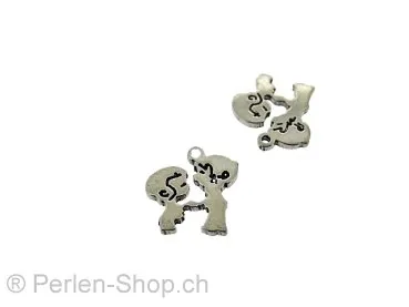 Stainless Steel Pendant boy-girl, Color: Platinum, Size: ±12x11mm, Qty: 1 pc.