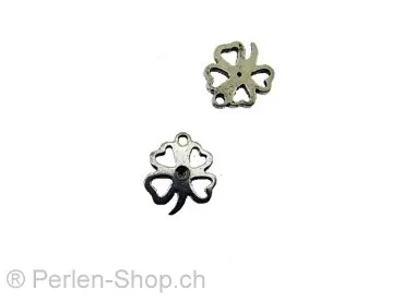 Stainless Steel Pendant shamrock, Color: Platinum, Size: ±9x8mm, Qty: 1 pc.
