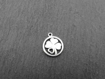 Stainless Steel Shamrock, Color: Platinum, Size: ±10mm, Qty: 1 pc.