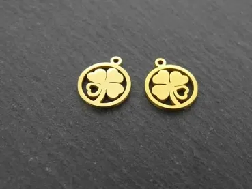 Stainless Steel Shamrock, Color: gold plated, Size: ±10mm, Qty: 1 pc.