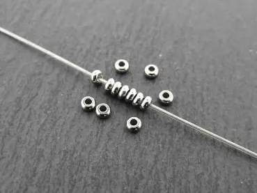 Heishi Stainless Steel Bead, Color: platinum, Size: ±1x3mm, Qty: 15 pc.