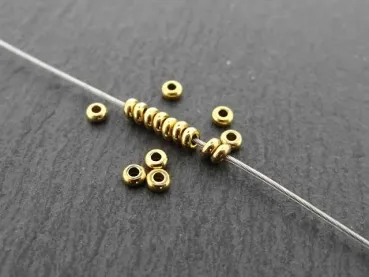 Heishi Stainless Steel Bead, Color: gold plated, Size: ±1x3mm, Qty: 8 pc.