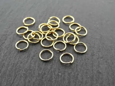Edelstahl Ring offen, Farbe: gold, Grösse: 6mm, Menge: 10 Stk.