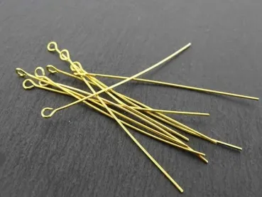 Stainless Steel Head Pin, Color: gold plated, Size: 60mm, Qty: 5 pc.