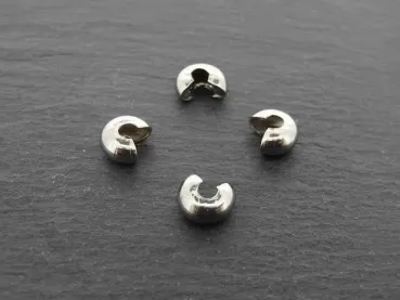 Stainless Steel Crimp Bead Cover, Color: platinum, Size: ±7mm, Qty: 4 pc.