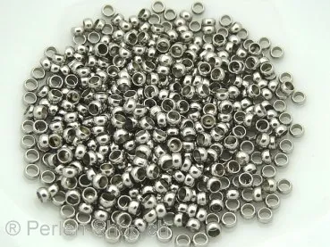 Perles à ecraser acier inoxydable, Couleur: Platinum, Taille: ± 2.5mm, Quantite: 10 piece