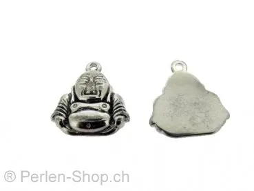 Pendentif en acier inoxydable Buddha, Couleur: Platinum, Taille: ±20x18x3mm, Quantite: 1 piece