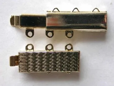 Kastenverschluss mit 3 ösen, 19mm, vergoldet, 1 Stk.