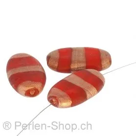 perle ovale plate, Couleur: rouge, Taille: ±30x16x7mm, Quantite: 5 piece