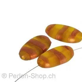 perle ovale plate, Couleur: jaune, Taille: ±30x16x7mm, Quantite: 5 piece