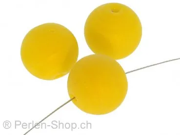Handmade Glass Round, Color: Yellow, Size: ±16mm, Qty: 5 pc.
