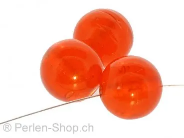 Perles de verre faites à la main rondes, Couleur: orange, Taille: ±16mm, Quantite: 5 piece
