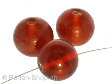 Perles de verre faites à la main rondes, Couleur: brun, Taille: ±16mm, Quantite: 5 piece
