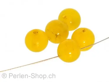 Handmade Glass Round, Color: Yellow, Size: ±10mm, Qty: 10 pc.