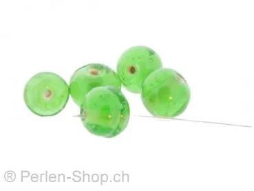 Perles de verre faites à la main rondes, Couleur: turquoise, Taille: ±10mm, Quantite: 10 piece