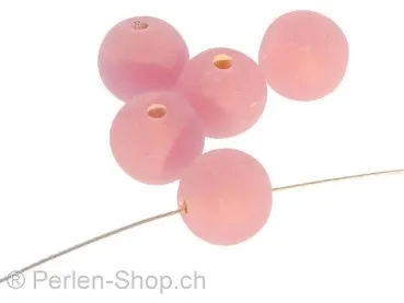 Perles de verre faites à la main rondes, Couleur: rose, Taille: ±10mm, Quantite: 10 piece