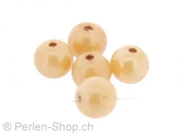 Perles de verre faites à la main rondes, Couleur: beige, Taille: ±10mm, Quantite: 10 piece