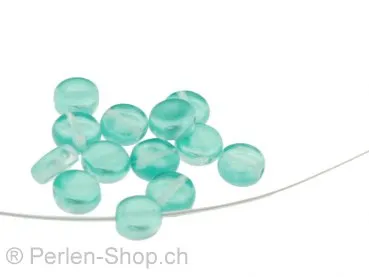 Glas Scheibe, Color: Turquoise, Size: 6 mm, Qty: 20 pc.