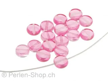 Glas Scheibe, Farbe: Rosa, Grösse: 6 mm, Menge: 20 Stk.