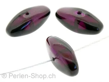 Glas Elipse, Farbe: Violett, Grösse: 12 mm, Menge: 5 Stk.