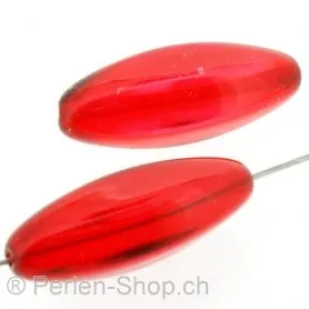 perle ellipse, Couleur: rouge, Taille: 28 mm, Quantite: 5 piece