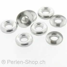 Heishi Glas Ring Farbe: Silber, Grösse: ±9X3mm, Menge: 20 Stk.