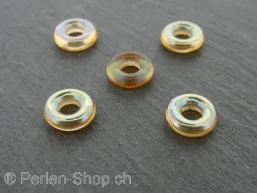 Heishi Glas Ring Farbe: Braun, Grösse: ±9X3mm, Menge: 20 Stk.