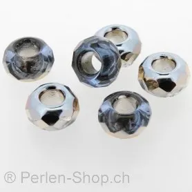 Glas Ring Farbe: Silber, Grösse: 8 mm, Menge: 5 Stk.