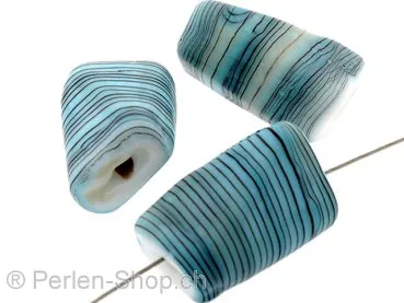 Glas Röhre mit weissen Kern, Farbe: Blau, Grösse: 22mm, Menge: 2 Stk.