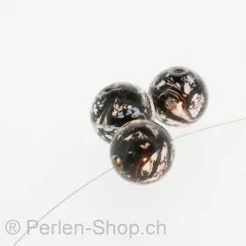 Glass Bead, Color: Black, Size: 18 mm, Qty: 2 pc.