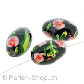 Glass Bead mit Red, Color: Black, Size: 18 mm, Qty: 2 pc.