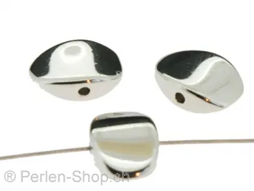 perle ovale, Couleur: argent, Taille: 10 mm, Quantite: 2 piece