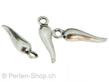 Metall Horn, Farbe: Silber dunkel, Grösse: 17mm, Menge: 5 Stk.