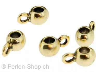 Metall Kugel mit Oehse, Farbe: Gold, Grösse: 5 mm, Menge: 2 Stk.