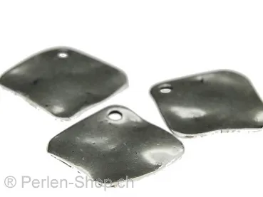 Metall Anhänger Romboid, Farbe: Silber dunkel, Grösse: ±19mm, Menge: 1 Stk.